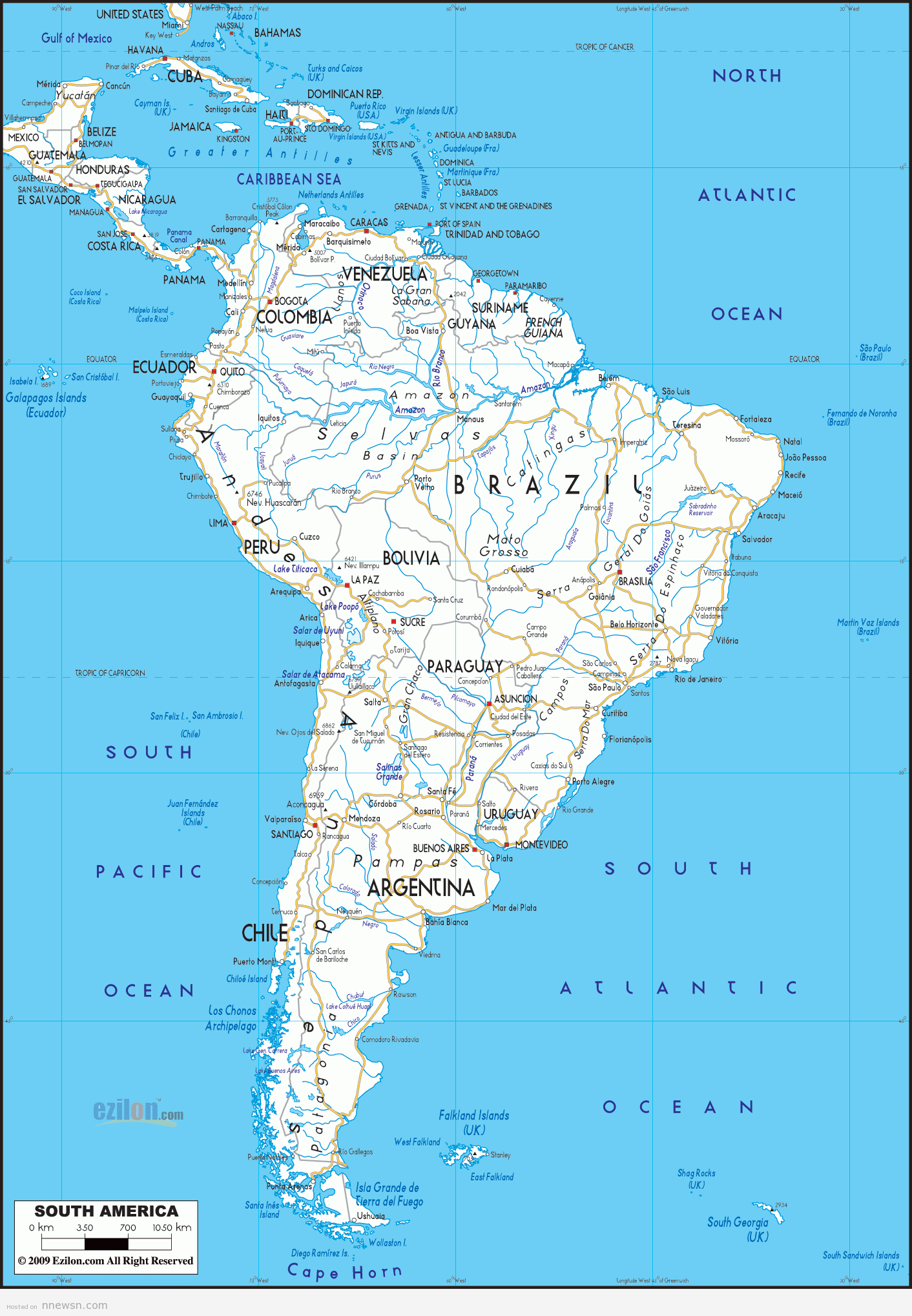 خريطة الطرق بامريكا الجنوبية