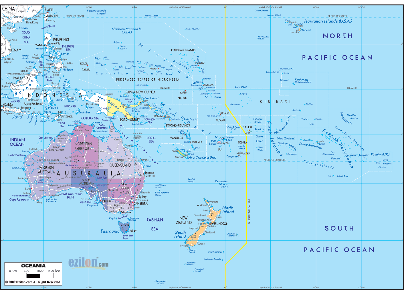 خريطة أوقيانوسيا  للطرق