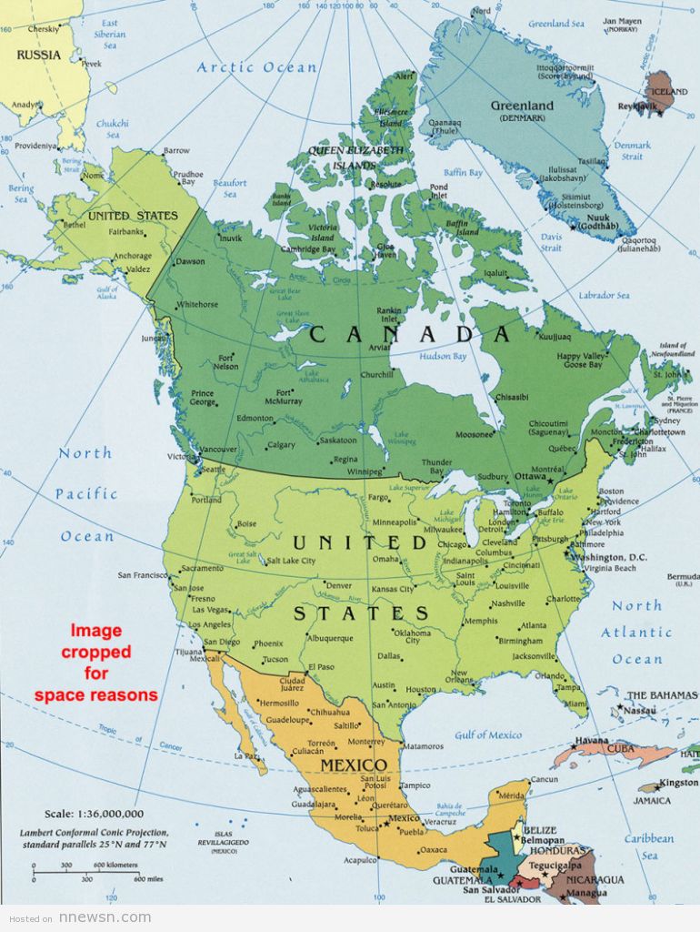 خريطة امريكا الشمالية السياسية